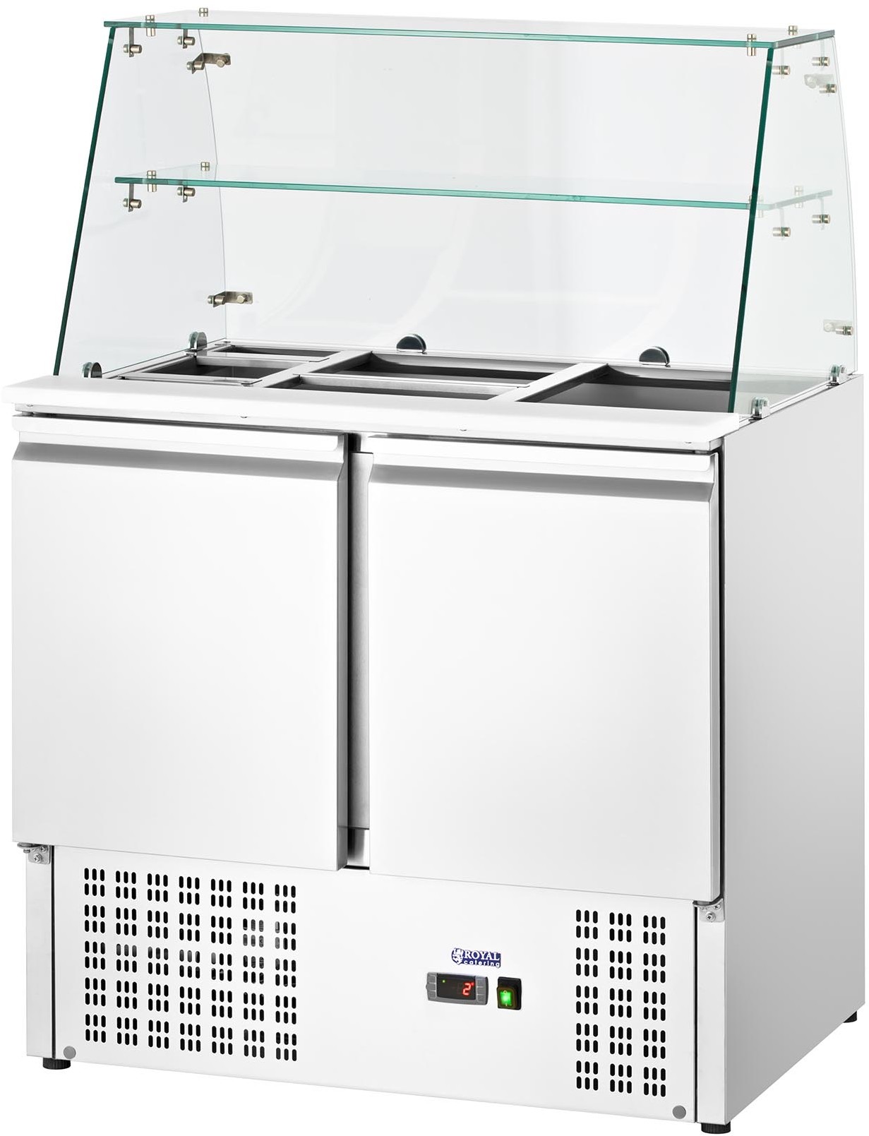 Royal Stół chłodniczy sałatkowy ze szklaną witryną Catering 240 l na 7 pojemników GN 90 x 70 cm RCLK-W240-2