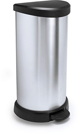 Curver 184106 kosz na odpadki, z pedałem, pojemność 40 l, z polipropylenu, imitacja metalu, wymiary 30 x 34,9 x 69,7 cm 184106
