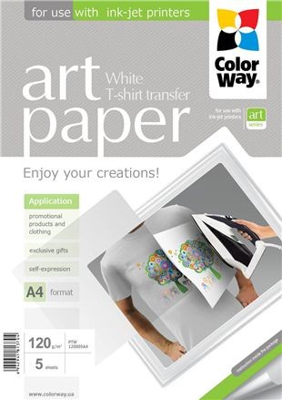 ColorWay ART Photo Paper T-shirt transfer white A4 120 g/m2 5 sheets PTW120005A4
