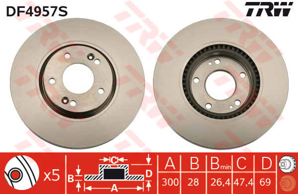 TRW Tarcza hamulcowa DF4957S