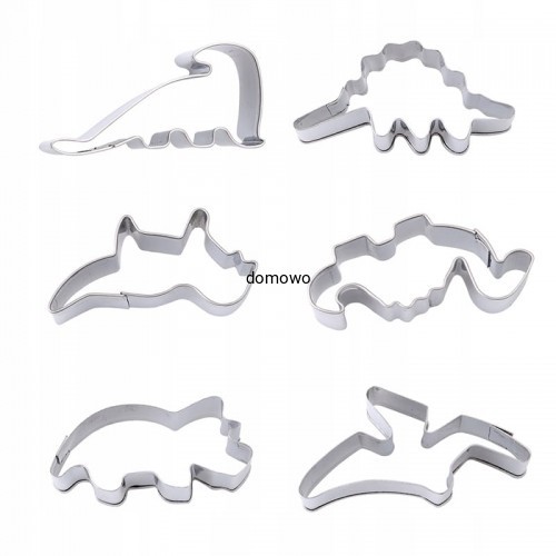 METALOWE małe FOREMKI WYKRAWACZE DINOZAURY 6 szt