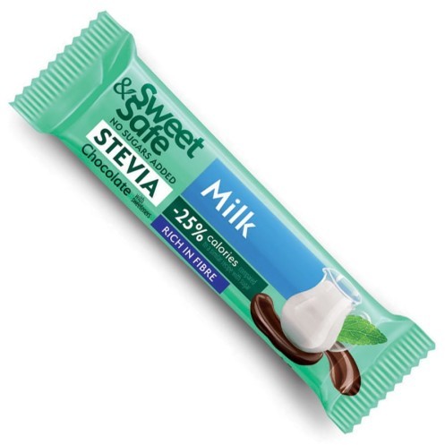 Baton z czekolady mlecznej, słodzony stewią, Sweet&Safe, 25g
