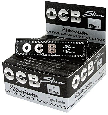 OCB Papier, papier na papierosy  16974 Premium Long Slim Paper Czarny + Tips, 15 x 15 x 5 cm 16974