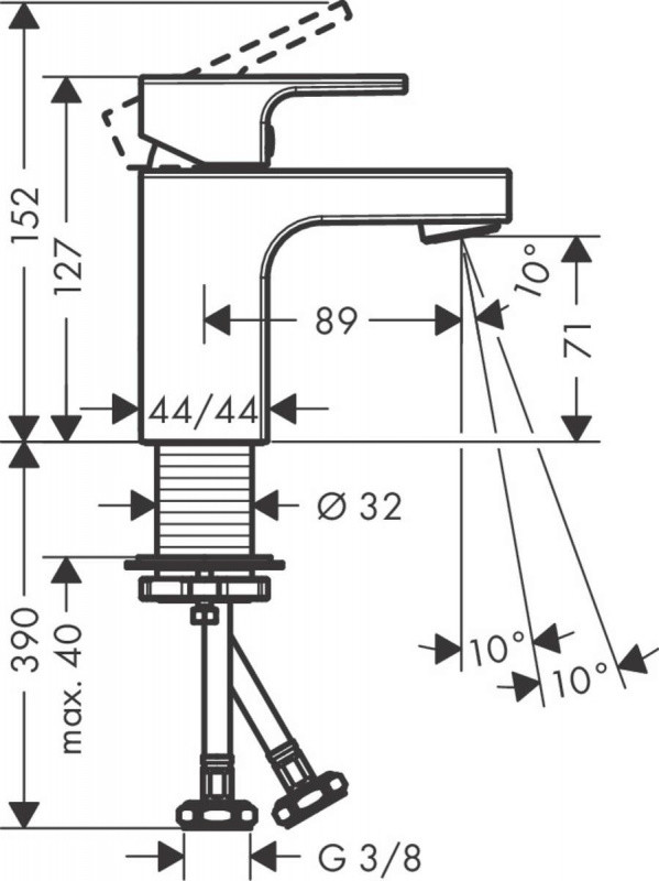 Hansgrohe Vernis Shape Bateria umywalkowa bez korka czarny mat 71567670