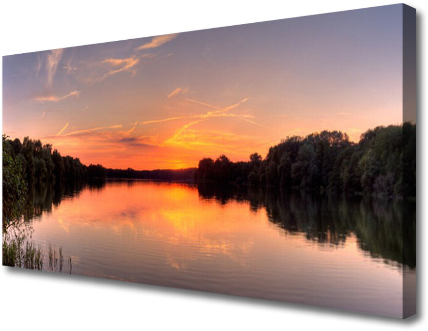 PL Tulup Obraz Canvas Jezioro Las Krajobraz 125x50cm