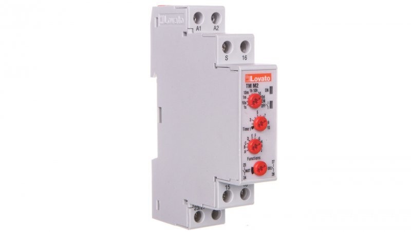 Lovato Przekaźnik czasowy 1Z+1P zwłoczny 0,1s-10dni 8A 12-240V AC/DC programowalny wielofunkcyjny TMM2 TMM2