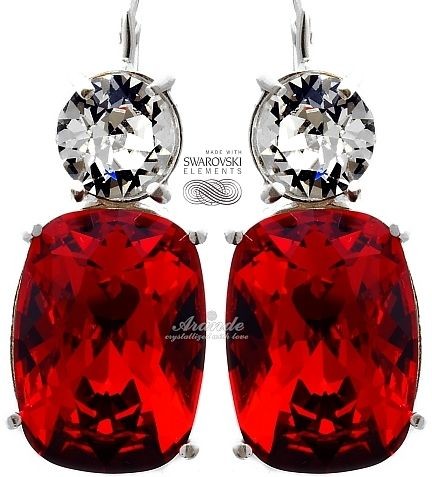 Swarovski PIĘKNE KOLCZYKI CZERWONE CRYSTAL SREBRO