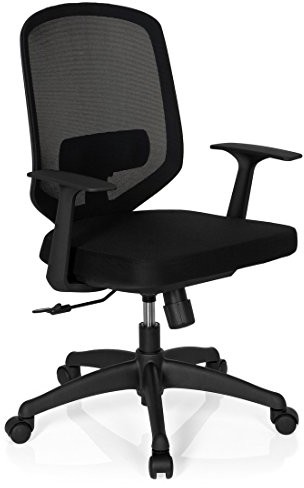 hjh OFFICE 657610 krzesło biurowe krzesło obrotowe Delight materiału czarna, ergonomicznie ukształtowane oparcie w zestawie z podparciem lordozy ergonomiczne, krzesło obrotowe, stałe podłokietniki krz 657610