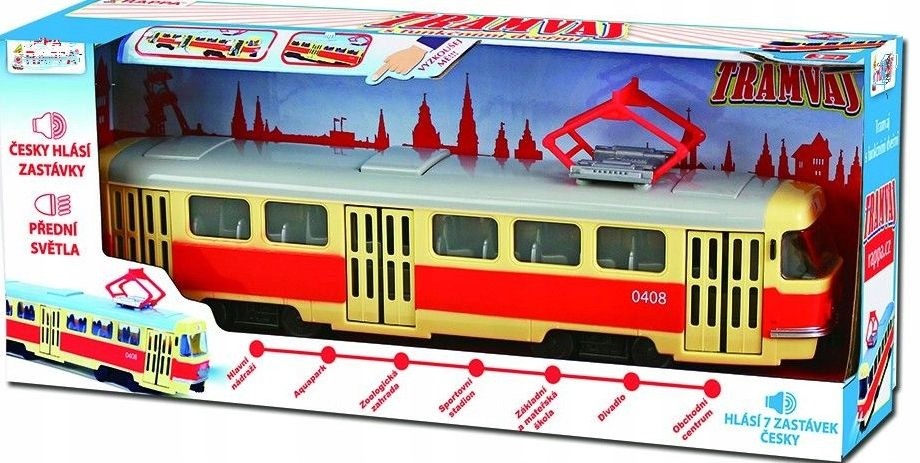 Czeski Tramwaj Retro 28CM Tramwaj Dźwięki Światło
