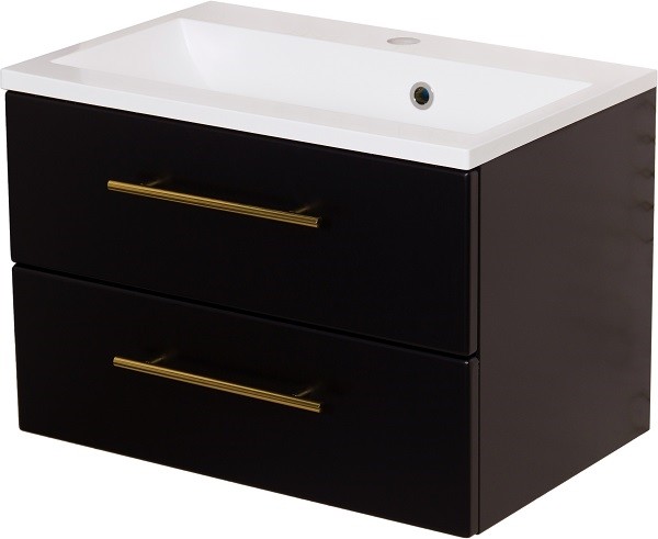 Gante Szafka wisząca z umywalką czarny mat 60 cm Belli Gold BEL-C-U60/39/2+KIDDY-600