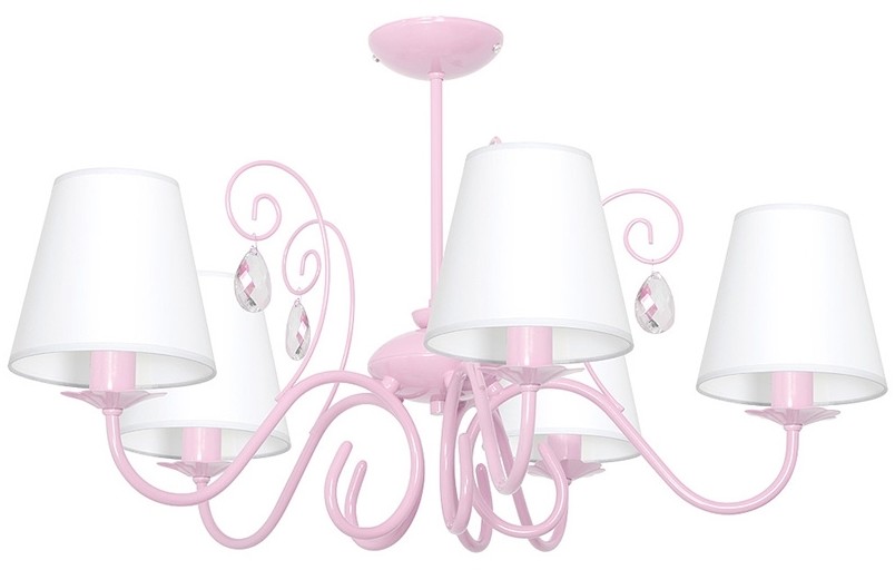 Decoland Dziecięca lampa wisząca LAURA 5xE14/60W/230V jasnoróżowa (7946)