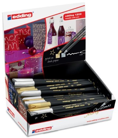 Edding 4  50297 Color Pen Metallic wyświetlacz E-1200, 50 części, karton, złoty/srebrny 4-50297