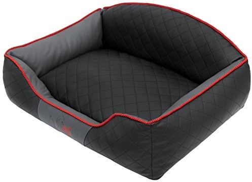 Hobbydog leliczg10 łóżko/sofa dla psa/kosz z Elite ze sztucznej skóry, czarna/Grafitowy, dł. 65 x 50 x 24 cm 5902052048793