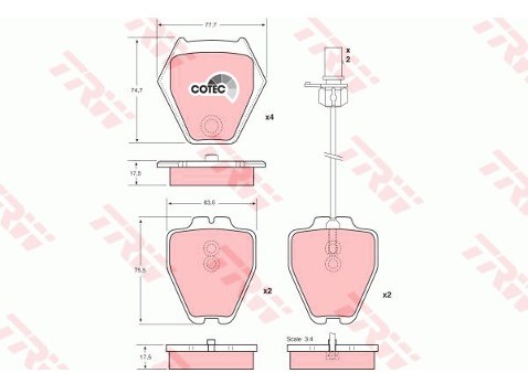 TRW Zestaw klocków hamulcowych, hamulce tarczowe GDB1381