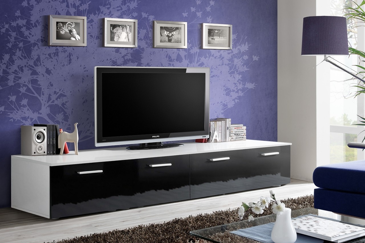 ASM Meble Szafka RTV DUO czarny połysk/biały mat elegancka do salonu ASM Meble 23WSDU