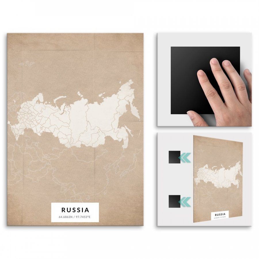 Pix4home Plakat metalowy Mapa Vintage Rosja L POS-L-04357