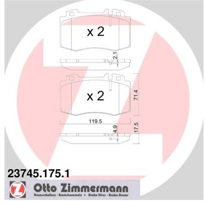 ZIMMERMANN Zestaw klocków hamulcowych, hamulce tarczowe 23745.175.1