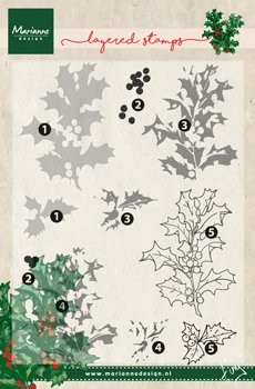 Marianne Design Tiny 's Holly Przezroczyste stratyfikacji zestaw stempli, materiał syntetyczny, 22,7 x 12,9 x 0,4 cm MDTC0862