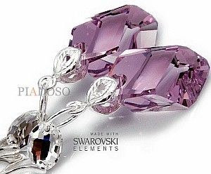 Swarovski kolczyki AMETHYST GLOSS srebro