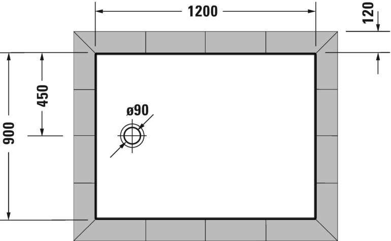 Duravit Tempano 90x120 biały z powłoką Antislip 720198000000001