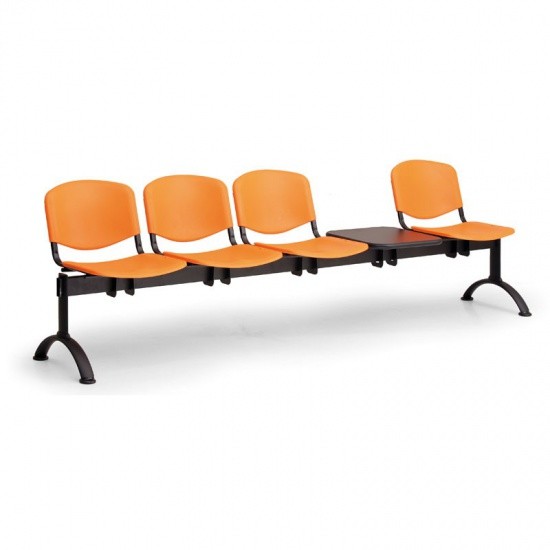 Euroseat Plastikowa ławka ISO, 4-siedziska + stolik, czarne nogi 300252
