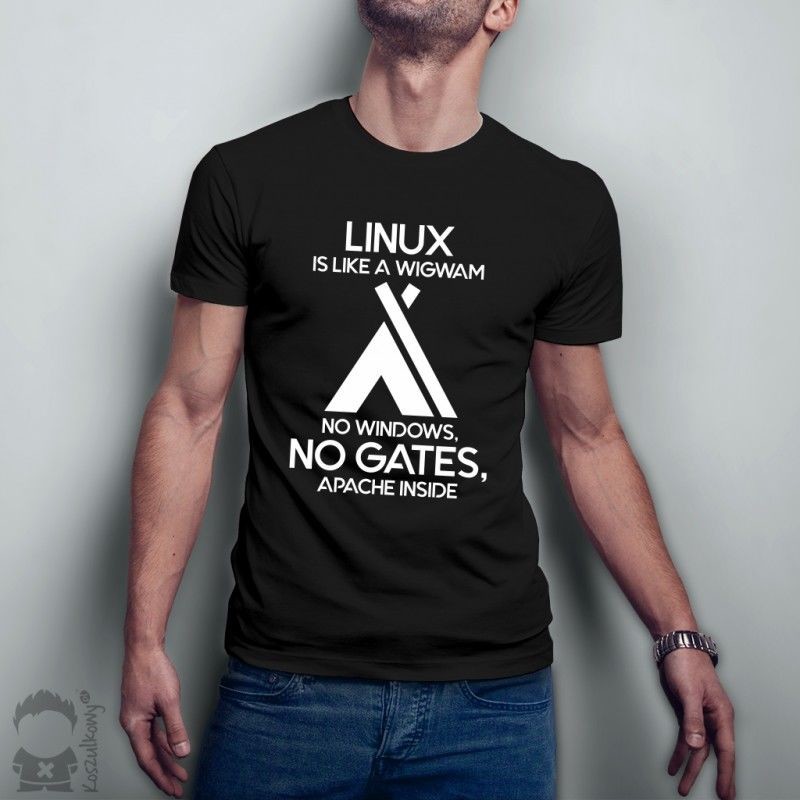Linux is like a wigwam - damska lub męska koszulka z nadrukiem