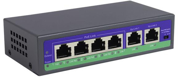 Tayama SW-4P2/H 4 portowy switch PoE Extend Tayama