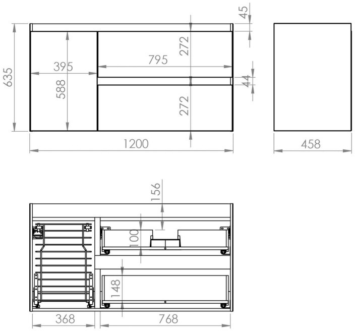 Elita Split Szafka podumywalkowa 120 cm lewa navy blue matt PDW 169019