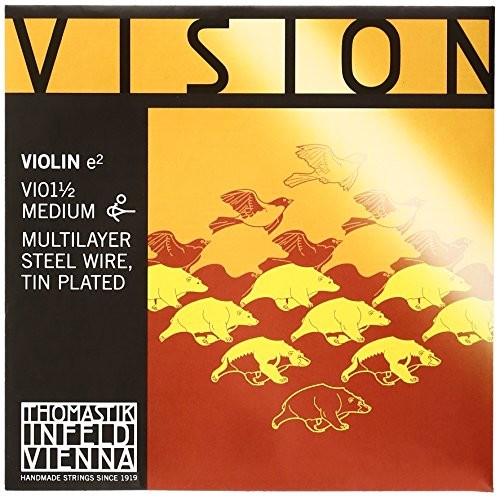 Thomastik Pojedyncza struna do skrzypiec 1/2 struny E ze stali wielowarstwowej ocynkowanej, średnie, zdejmowana kulka 634161