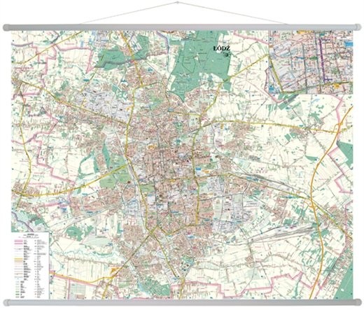 Łódź. Mapa samochodowa ścienna