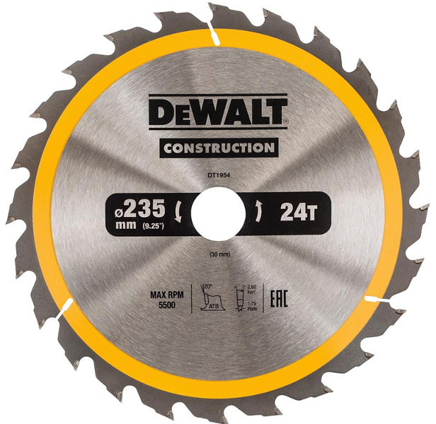 DeWalt DT1954 Tarcza Tnąca Do Drewna 235mmx30mm