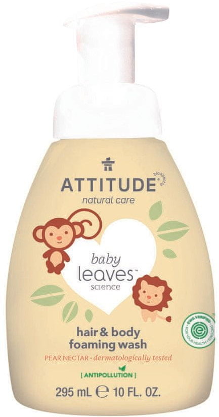 Attitude pianka do mycia dla dzieci 2 w 1) Baby Leaves zapach soku gruszkowego 295 ml