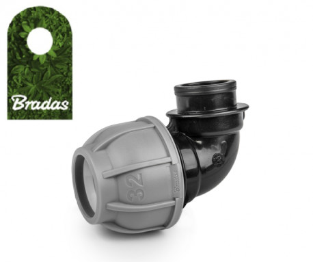 BRADAS Kolanko do rur PE 32mm GW3/4" 90° PN10 BRADAS 7216 DSRA10K32F34