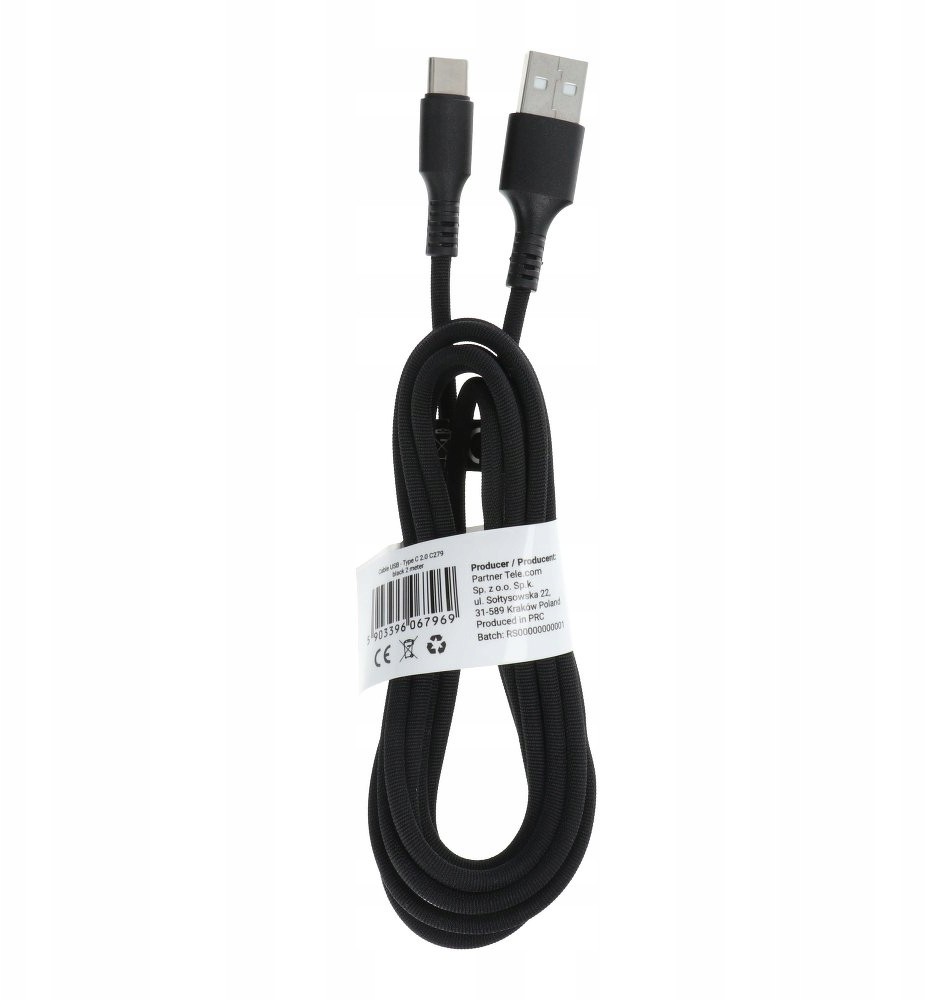 Zdjęcia - Kabel  USB Partner Tele.com  USB - Typ C 2.0 C279 2 metry czarny