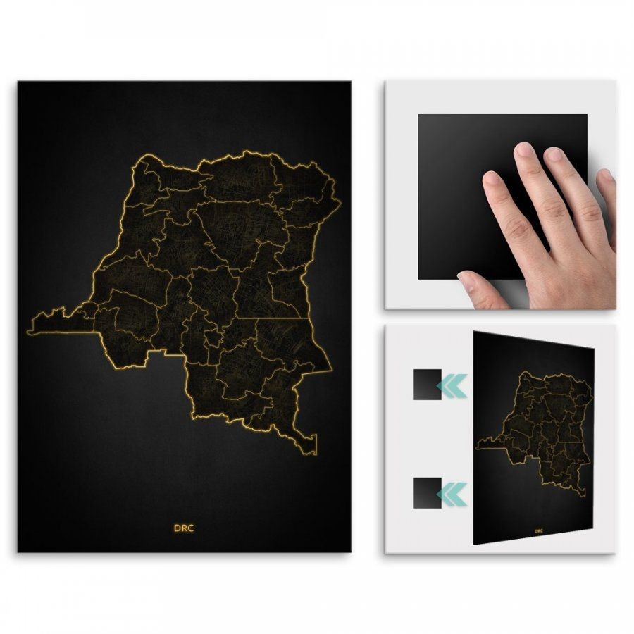 Pix4home Plakat metalowy Mapa City Lights Demokratyczna Republika Konga L POS-L-04243