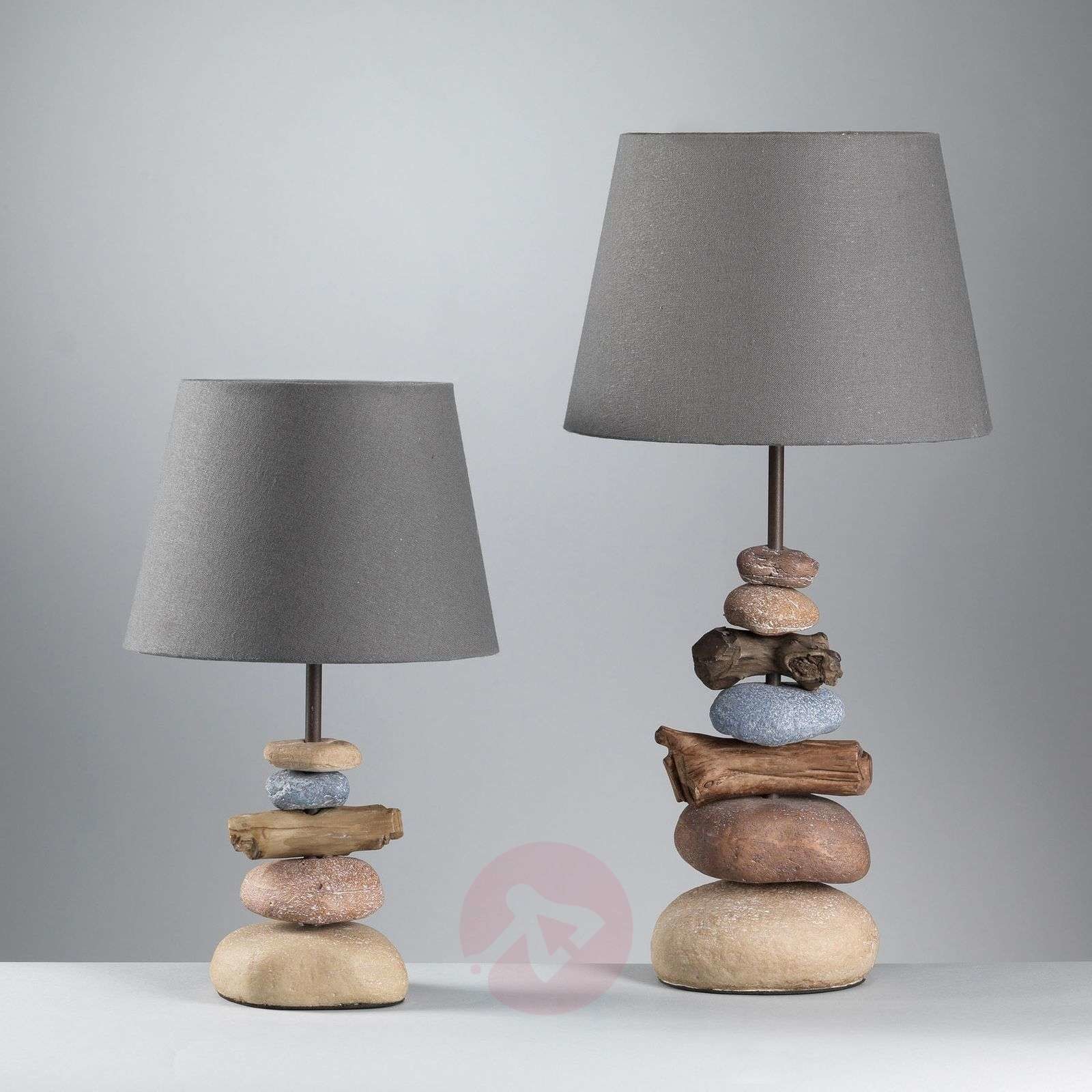 ONLI Lampa stołowa Vera, klosz z tkaniny i kamień, 38cm