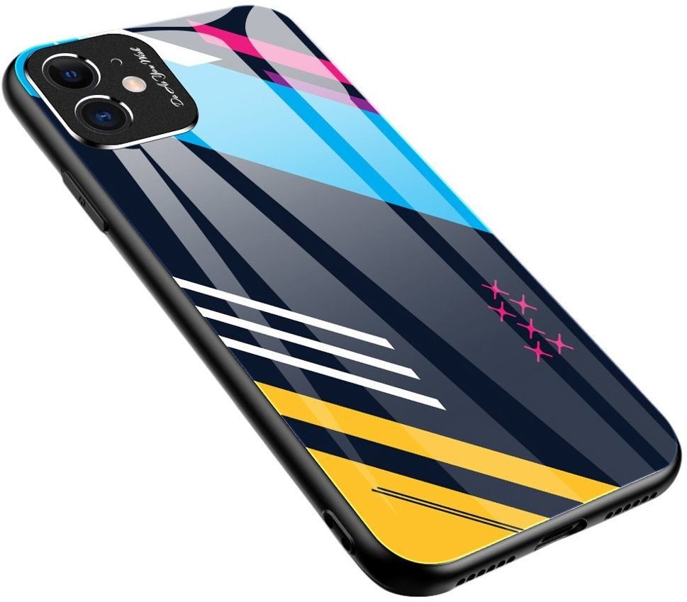 Hurtel Color Glass Case etui pokrowiec nakładka ze szkła hartowanego z osłoną na aparat Huawei P30 Lite pattern 2 - Wielokolorowy