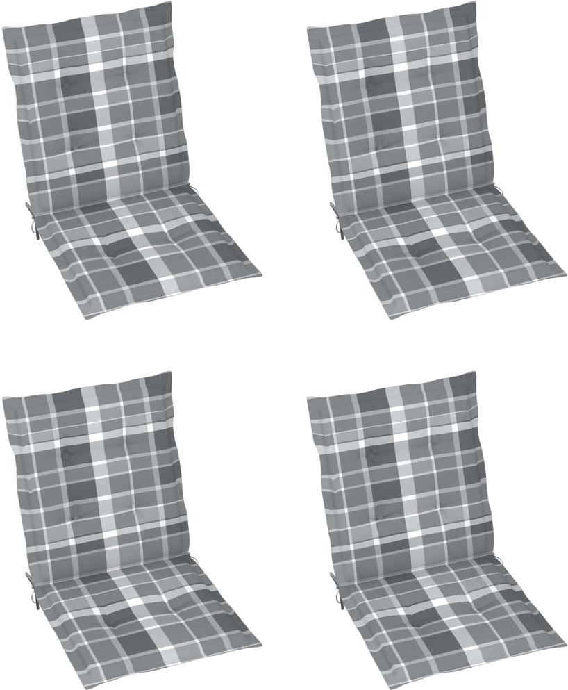 vidaXL Poduszki na krzesła ogrodowe, 4 szt., szara kratka, 100x50x4 cm