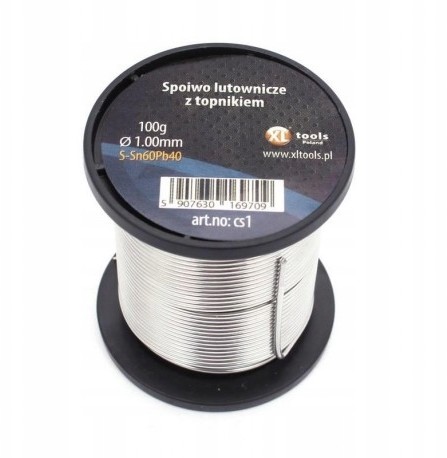 Cyna do lutowania z topnikiem 1.0 100gr rolka