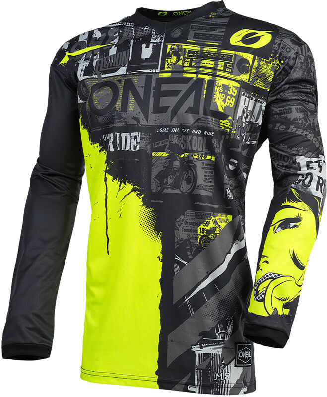 O''neal O''Neal Element Koszulka rowerowa z zamkiem błyskawicznym Mężczyźni, ride-black/neon yellow M 2021 Koszulki MTB i Downhill E002-523