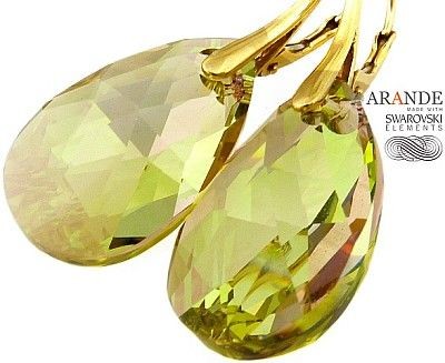 Swarovski Nowe Piękne Kolczyki Lumin Green Gold