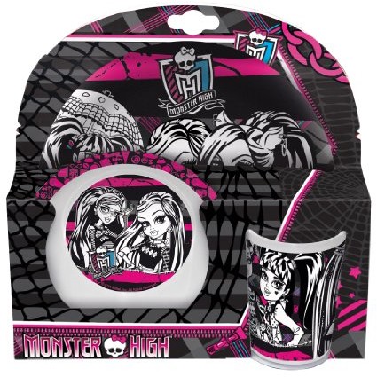 Joy Toy 737290  Monster High 3-częściowy zestaw, kubek z melaminy: 2 talerz i 1, 27 x 7 x 28 cm