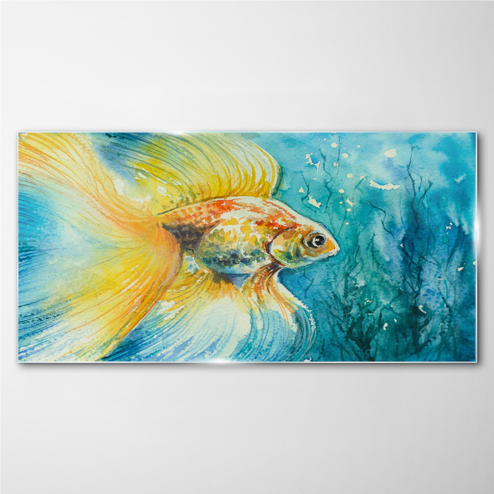 PL Coloray Obraz na Szkle Aquarelle Goldfish Water 100x50cm