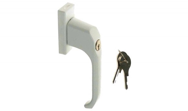 Klamka 13542 L-35 biała z kluczem podstawa prostokątna