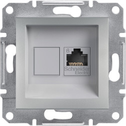 Schneider Asfora gniazdo komputerowe podtynkowe pojedyncze kategoria 6 UTP aluminium EPH4700161