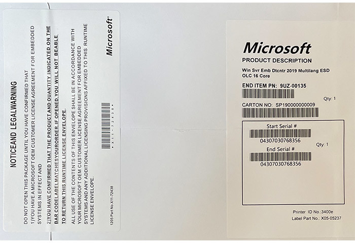 Microsoft Windows Server 2019 DataCenter 64bit 16 Core PKC PL