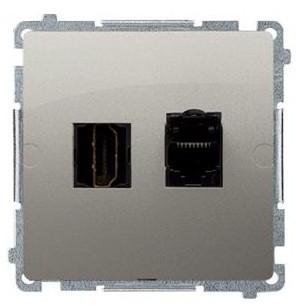 Kontakt Simon Kontakt_Simon Gniazdo HDMI + RJ45 kat.6. (moduł) satynowy BMGHRJ45.01/29