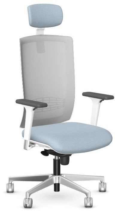 Intarseating Fotel gabinetowy BEGIN biały, podstawa aluminiowa KA-BEGIN-TMW-130-01/TR7