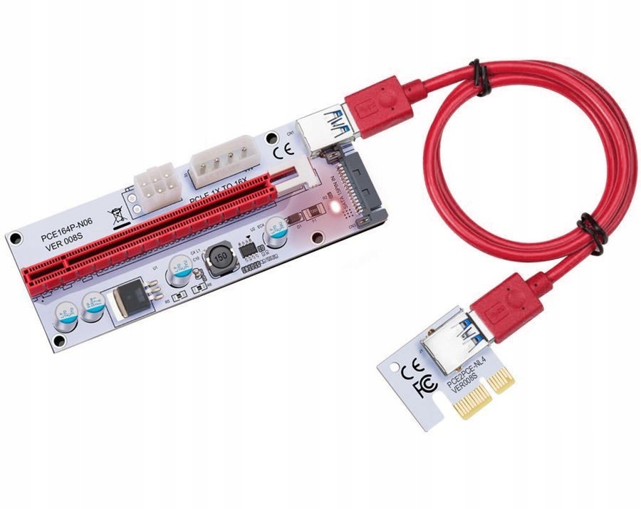 Riser 008S USB3.0 Pci-e 1x-16x zasilany 6PIN Sata