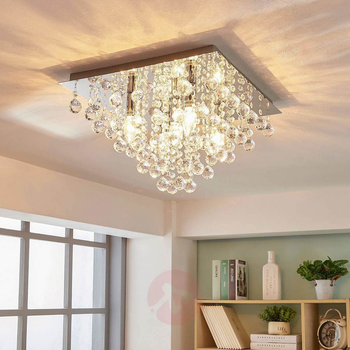 Lampenwelt com Annica lampa sufitowa z akrylowymi zawieszkami